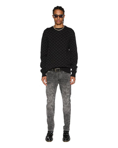 KSUBI BOX KNIT CREW SWEATER WASHED BLACK