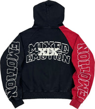 Load image into Gallery viewer, MIXED EMOTION SPLIT DECISION ZIP HOODIE