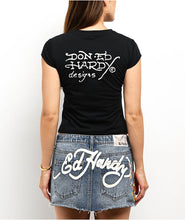 Load image into Gallery viewer, ED HARDY WOMEN FIRE TIGER  RHINSTONE  CAP TEE