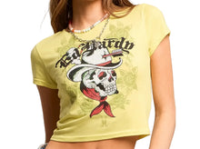 Load image into Gallery viewer, ED HARDY WOMEN SKULL COWBOY RHINSTONE TEE