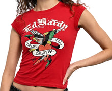 Load image into Gallery viewer, ED HARDY WOMEN TRUE EAGLE RHINESTONE BOXY TEE