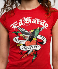 Load image into Gallery viewer, ED HARDY WOMEN TRUE EAGLE RHINESTONE BOXY TEE