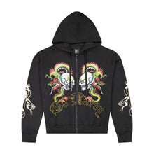 Load image into Gallery viewer, ED HARDY DRAGON SKULLS RHINESTONE ZIP MENS HOODIE