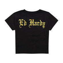 Load image into Gallery viewer, ED HARDY WOMEN HEART FLAME RHINESTONE BABY TEE