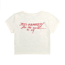 Load image into Gallery viewer, ED HARDY WOMEN BATTLE HORSES BABY TEE