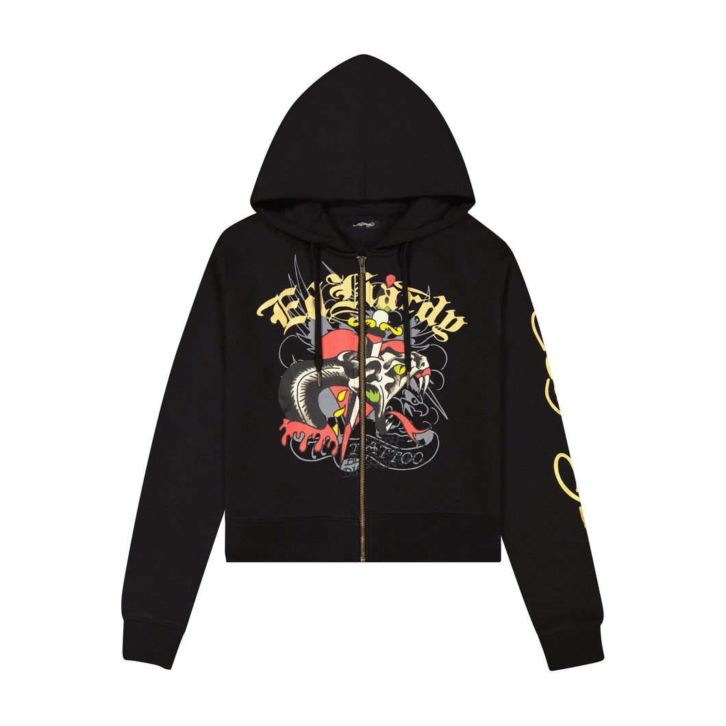 ED HARDY WOMEN HEART SNAKE ZIP HOODIE