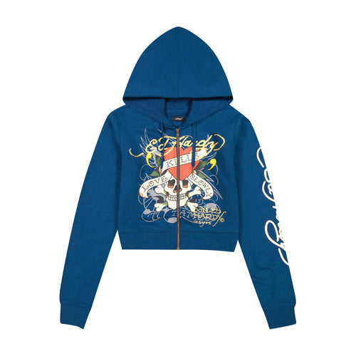 ED HARDY WOMEN SKULL ZIP HOODIE