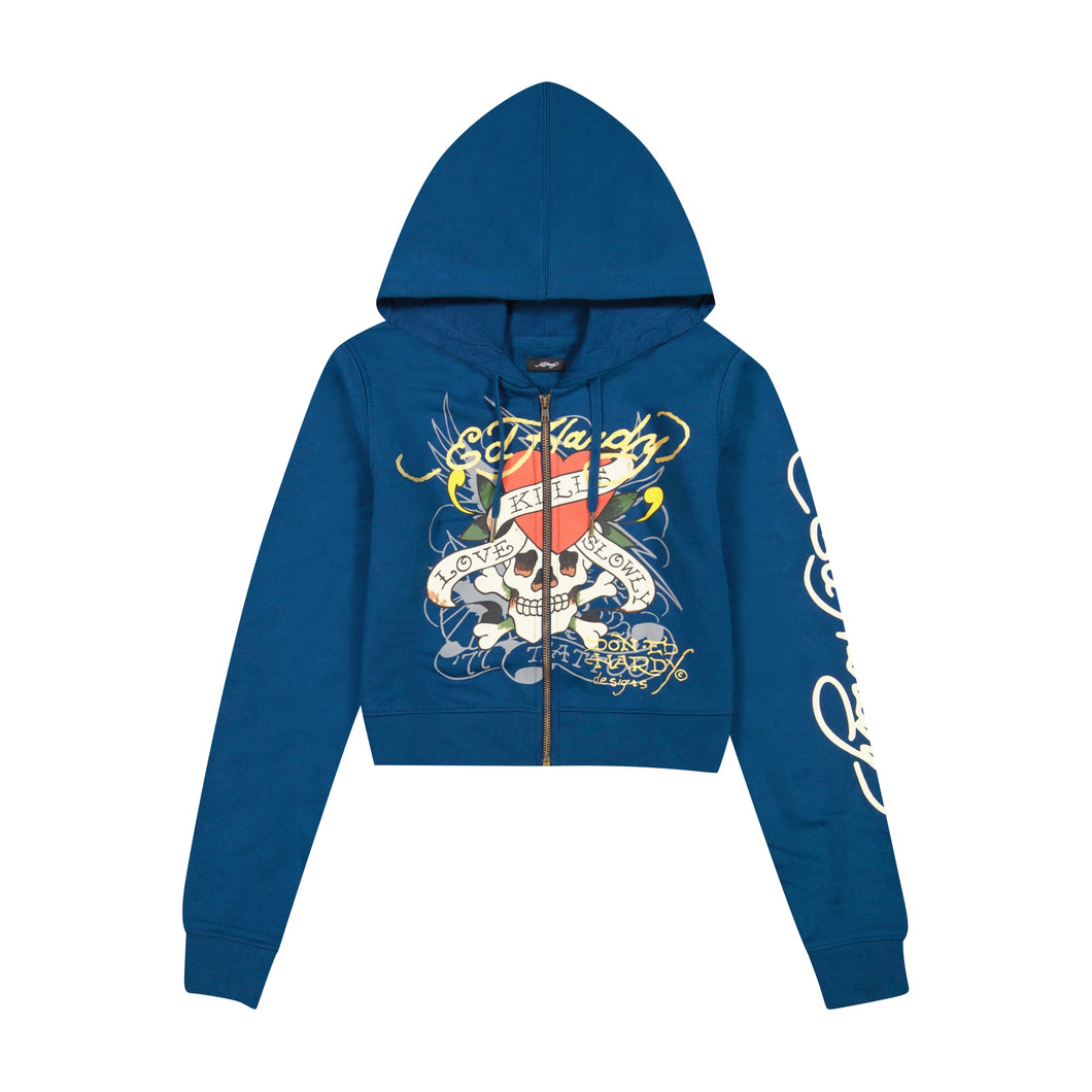 ED HARDY WOMEN SKULL ZIP HOODIE