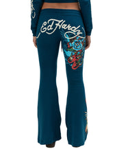 Load image into Gallery viewer, ED HARDY FLAME ROSE BOOTCUT WOMEN SWEATPANT