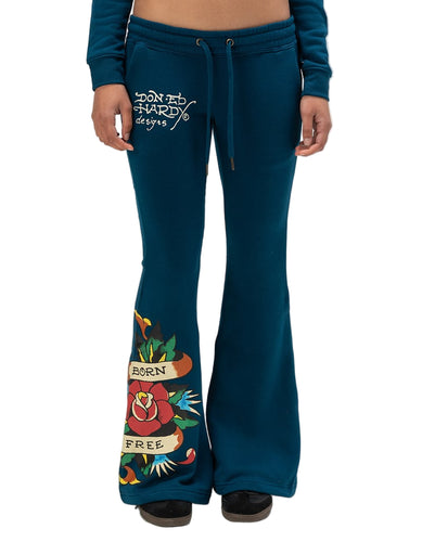 ED HARDY FLAME ROSE BOOTCUT WOMEN SWEATPANT