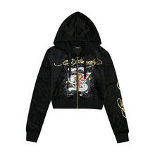 Load image into Gallery viewer, ED HARDY WOMEN AMOR BUTTERFLY VELOUR HOODIE