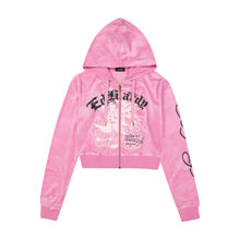 Load image into Gallery viewer, ED HARDY WOMEN PHANTER CROWN VELOUR HOODIE