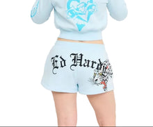 Load image into Gallery viewer, ED HARDY WOMEN BLUE LEOPARD FLEECE SHORT