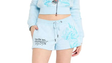 Load image into Gallery viewer, ED HARDY WOMEN BLUE LEOPARD FLEECE SHORT