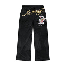 Load image into Gallery viewer, ED HARDY WOMEN AMOR BUTTERFLY VELOUR PANTS