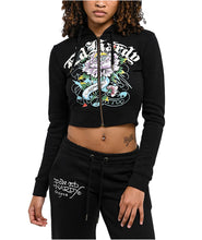 Load image into Gallery viewer, ED HARDY WOMEN ICE FLOWER ZIP HOODIE