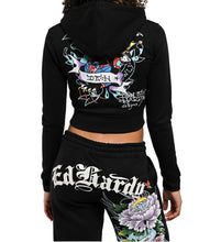 Load image into Gallery viewer, ED HARDY WOMEN ICE FLOWER ZIP HOODIE