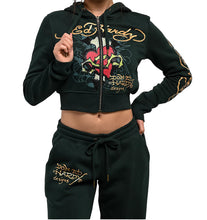 Load image into Gallery viewer, ED HARDY WOMEN SCARED HEART ZIP HOODIE