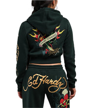 Load image into Gallery viewer, ED HARDY WOMEN SCARED HEART ZIP HOODIE