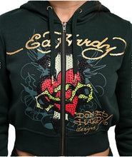 Load image into Gallery viewer, ED HARDY WOMEN SCARED HEART ZIP HOODIE
