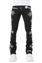 Load image into Gallery viewer, GUAPI OBSIDIAN DISTRESSRD CROSS DENIM