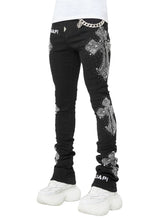 Load image into Gallery viewer, GUAPI OBSIDIAN DISTRESSRD CROSS DENIM