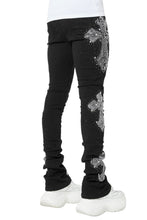 Load image into Gallery viewer, GUAPI OBSIDIAN DISTRESSRD CROSS DENIM