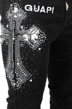 Load image into Gallery viewer, GUAPI OBSIDIAN DISTRESSRD CROSS DENIM