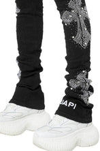 Load image into Gallery viewer, GUAPI OBSIDIAN DISTRESSRD CROSS DENIM