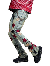 Load image into Gallery viewer, GUAPI WINE RED VINTAGE STARS DENIM JEANS
