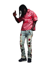 Load image into Gallery viewer, GUAPI WINE RED VINTAGE STARS DENIM JEANS