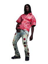 Load image into Gallery viewer, GUAPI WINE RED VINTAGE STARS DENIM JEANS
