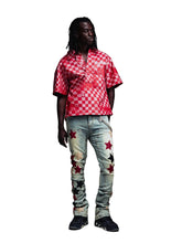 Load image into Gallery viewer, GUAPI WINE RED VINTAGE STARS DENIM JEANS