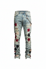 Load image into Gallery viewer, GUAPI WINE RED VINTAGE STARS DENIM JEANS