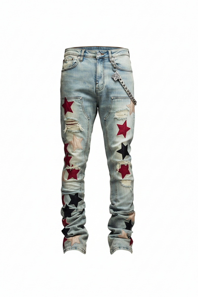 【未使用】【最安値】GUAPI VINTAGE STARS DENIM GUAPI WINE RED VINTAGE STARS DENIM JEANS – BLUE CITY NYC