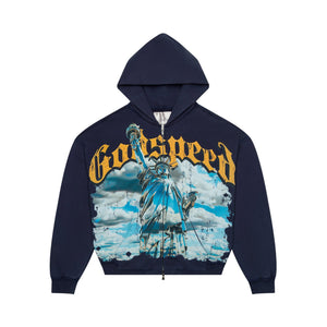 GODSPEED CHROME LIBERTY ZIP HOODIE – BLUE CITY NYC