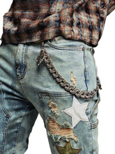 Load image into Gallery viewer, GUAPI OLIVE GREEN VINTAGE STARS DENIM JEANS