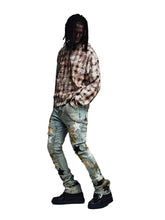 Load image into Gallery viewer, GUAPI OLIVE GREEN VINTAGE STARS DENIM JEANS