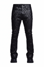 Load image into Gallery viewer, GUAPI ALL BLACK RELIC WAXED DENIM JEANS