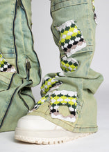 Load image into Gallery viewer, GUAPI SLIME GREEN KNIT PATCHES DENIM JEANS