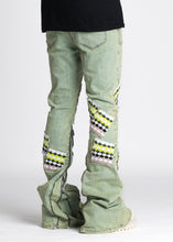 Load image into Gallery viewer, GUAPI SLIME GREEN KNIT PATCHES DENIM JEANS