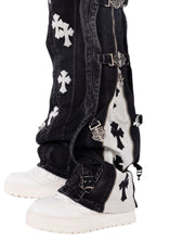 Load image into Gallery viewer, GUAPI OBSIDIAN  BLACK CROSS BUCKLE DENIM