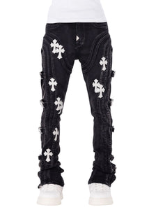 GUAPI OBSIDIAN BLACK CROSS BUCKLE DENIM – BLUE CITY NYC