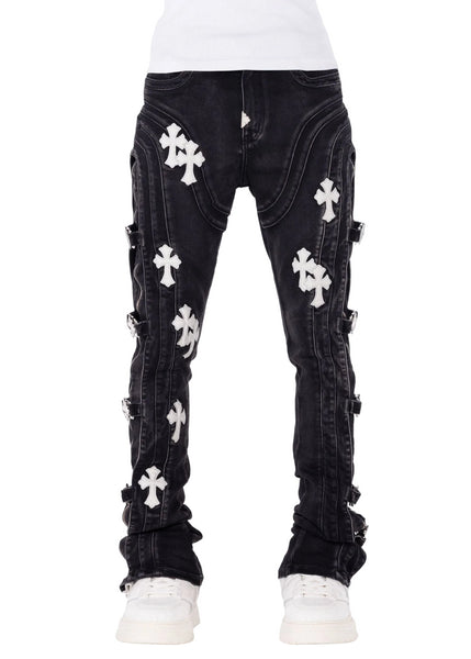 GUAPI OBSIDIAN BLACK CROSS BUCKLE DENIM – BLUE CITY NYC