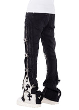 Load image into Gallery viewer, GUAPI OBSIDIAN  BLACK CROSS BUCKLE DENIM
