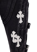 Load image into Gallery viewer, GUAPI OBSIDIAN  BLACK CROSS BUCKLE DENIM