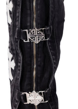 Load image into Gallery viewer, GUAPI OBSIDIAN  BLACK CROSS BUCKLE DENIM