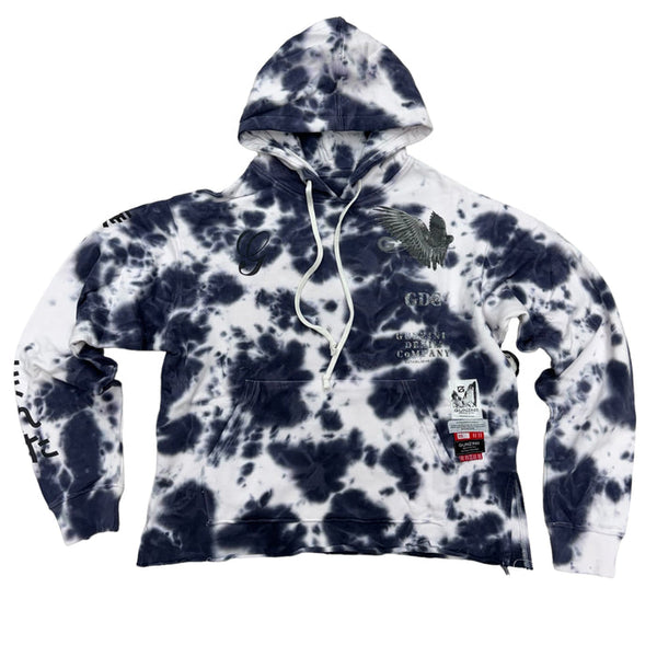 GUNZINII CROP LOST ANGELS TIE DYE PO HOODIE – BLUE CITY NYC