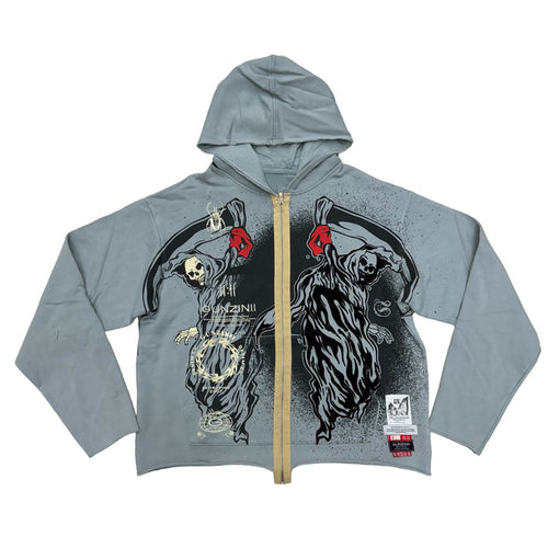 GUNZINII CROP ANGEL OF DEATH ZIP HOODIE