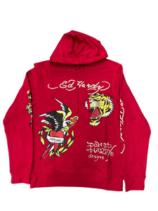 ED HARDY EAGLE TIGER MENS PULL OVER HOODIE